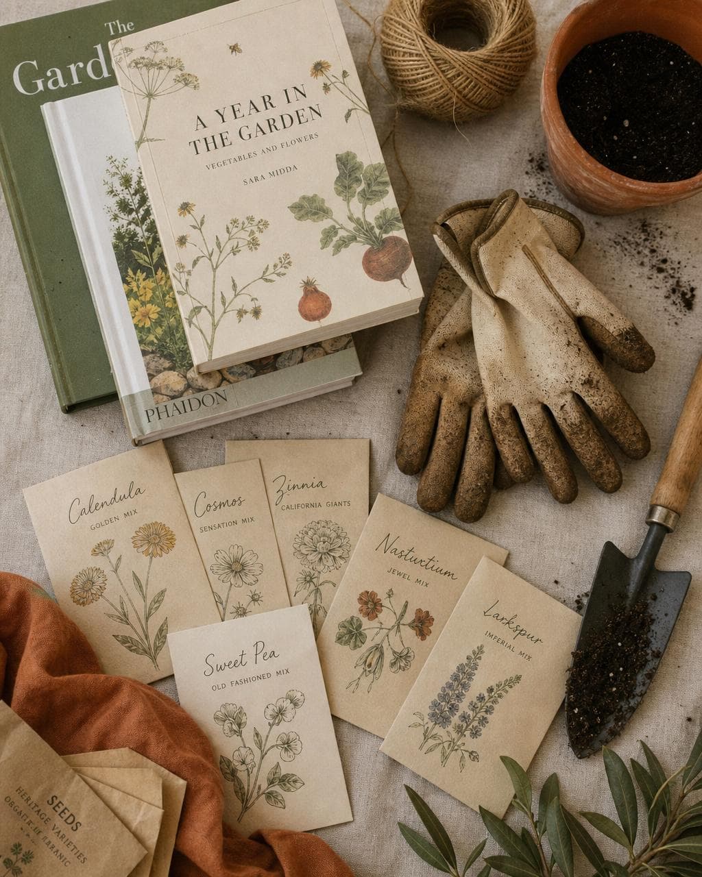 Gardening books editorial moodboard