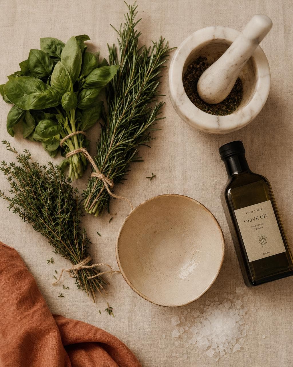 Mediterranean herbs editorial moodboard