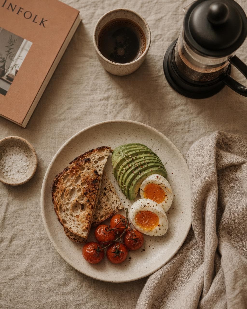 Breakfast spread editorial moodboard