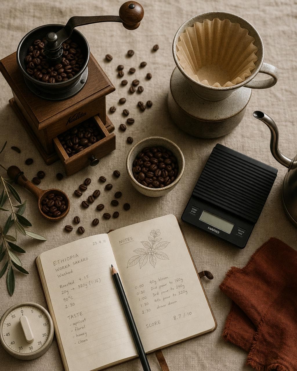 Coffee ritual editorial moodboard